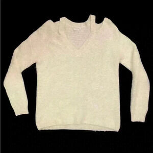 Lovers & Friends Ivory Cutout Fuzzy Sweater.